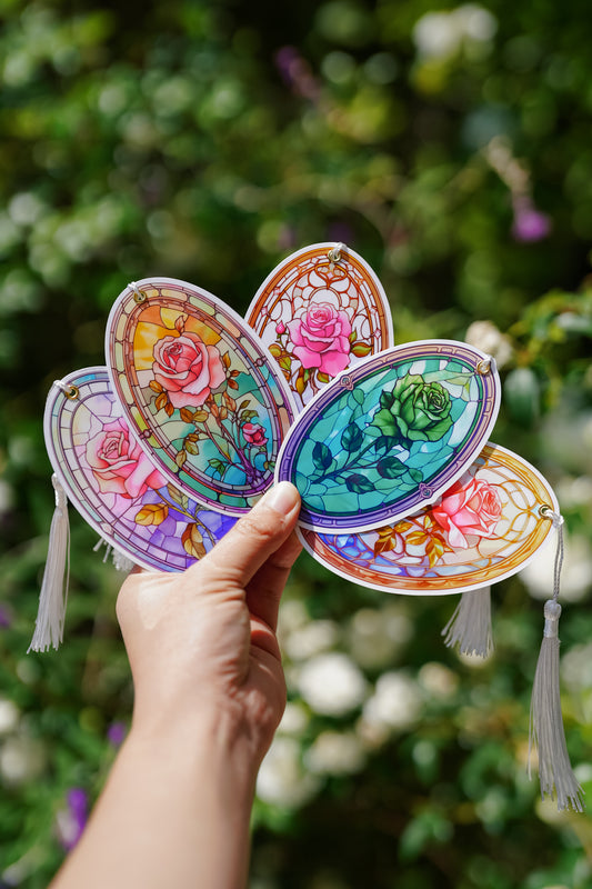 Stained Glass Roses Bookmark