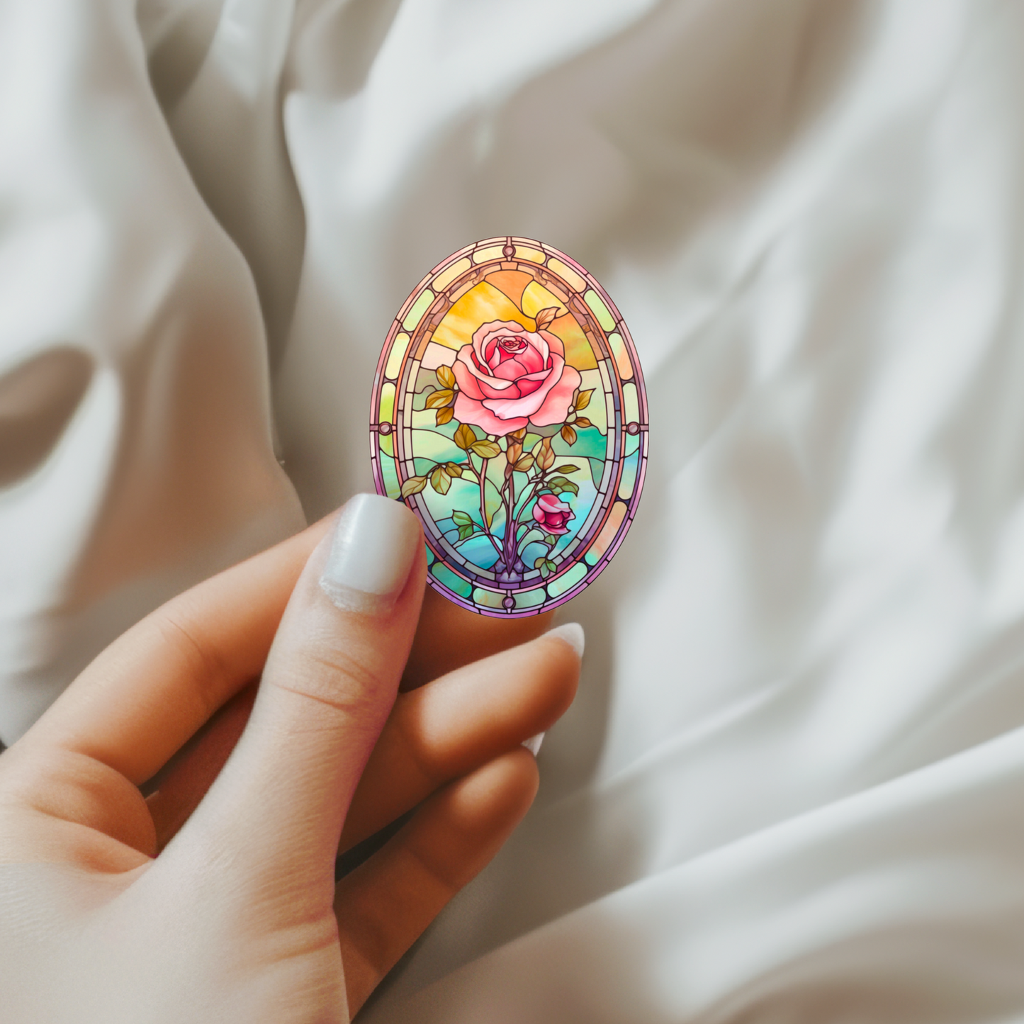 Sunrise Rose Stained Glass Sticker