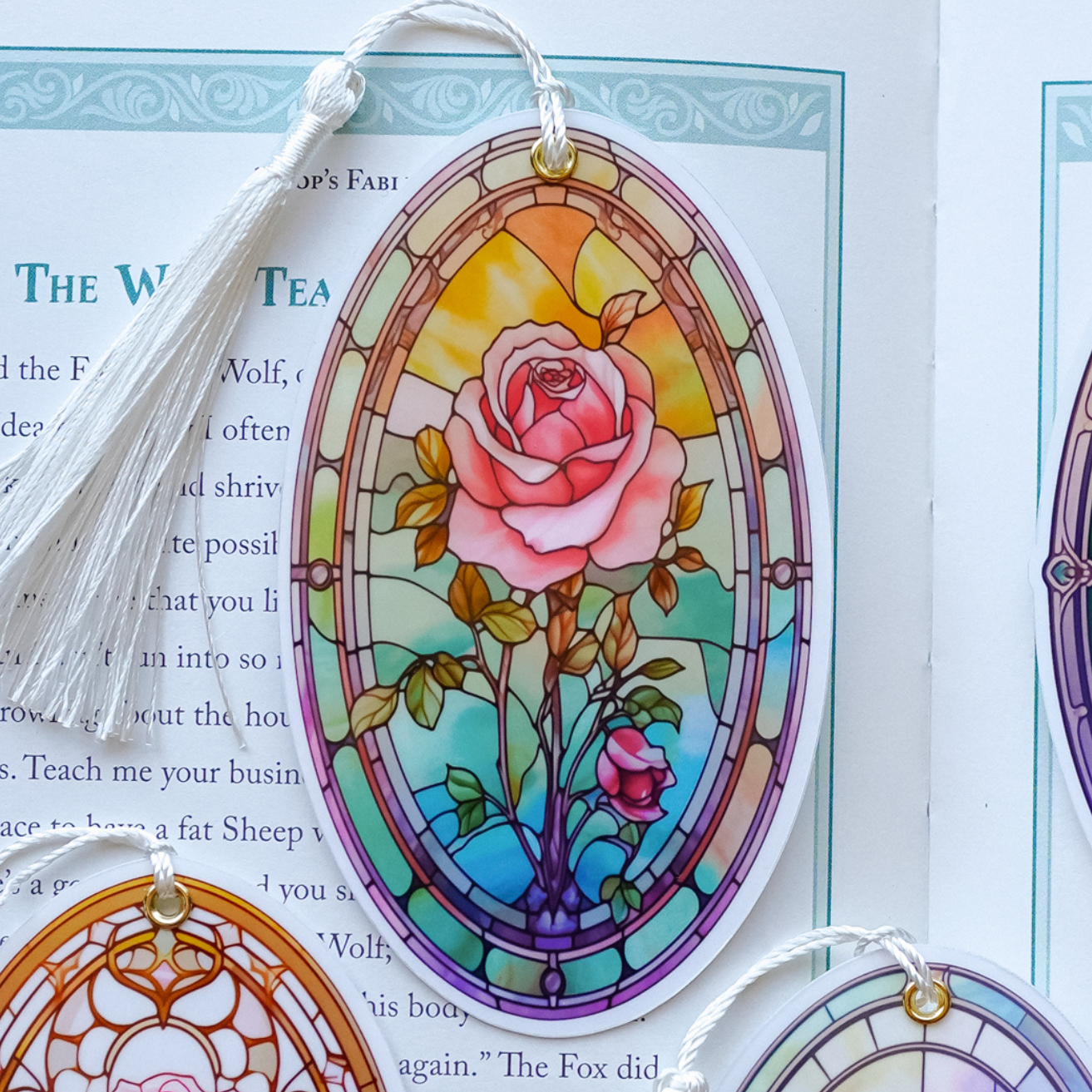 Stained Glass Roses Bookmark