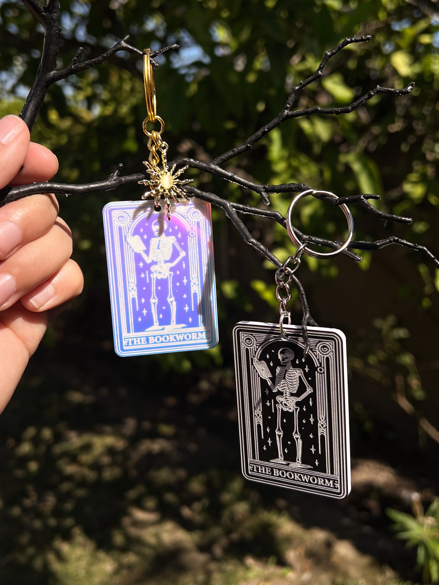 The Bookworm Tarot Card Keychain