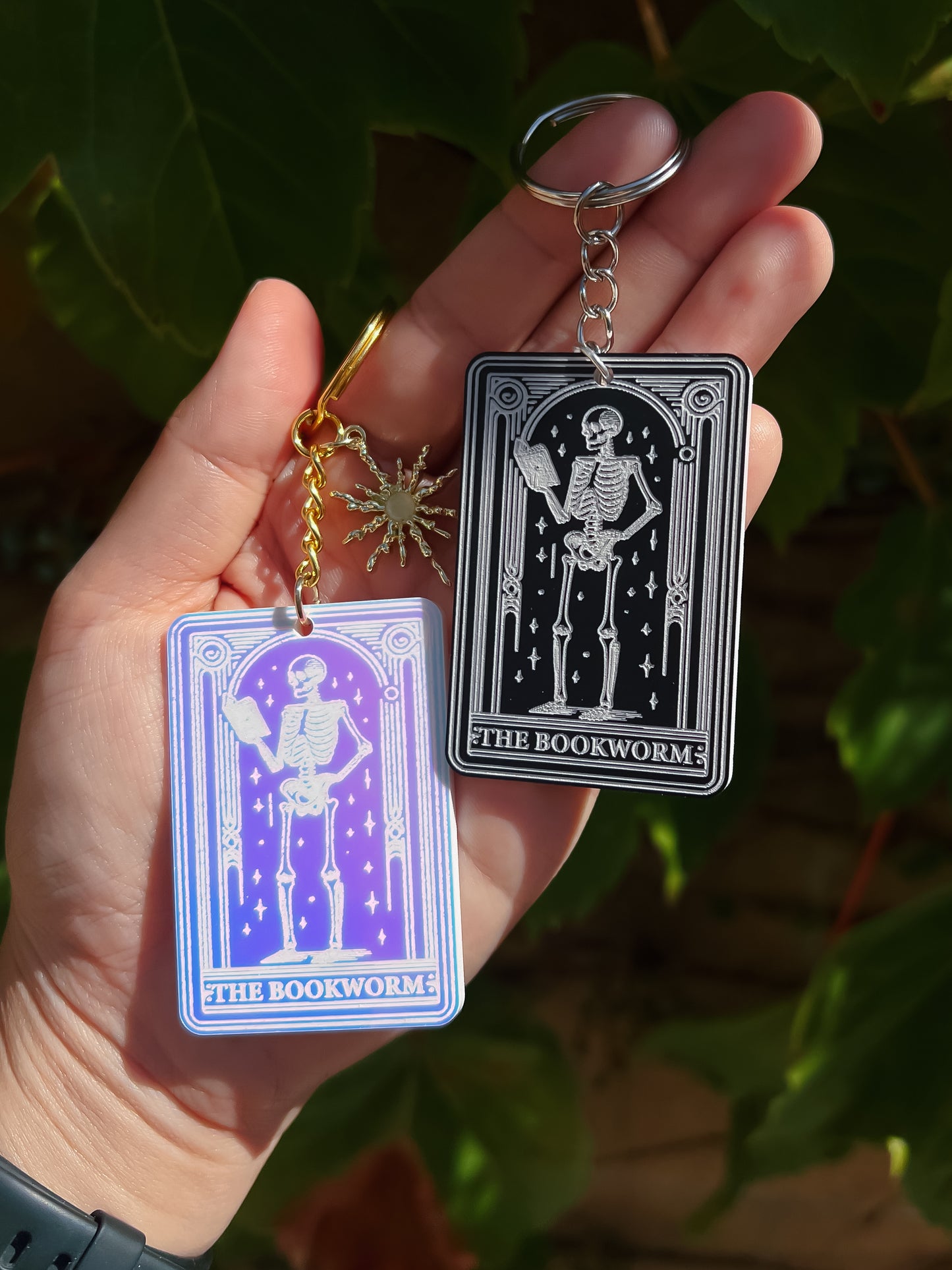 The Bookworm Tarot Card Keychain