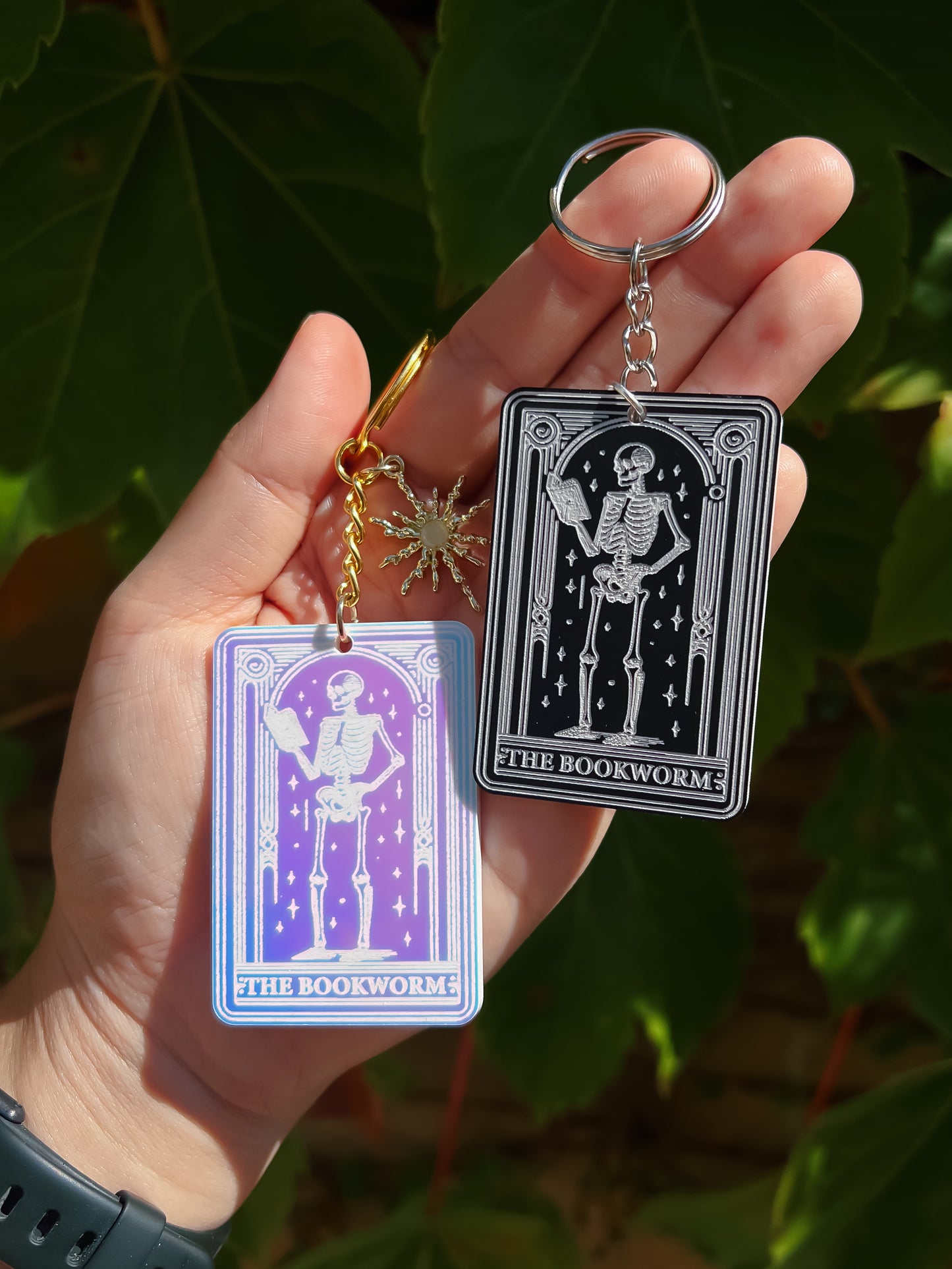 The Bookworm Tarot Card Keychain