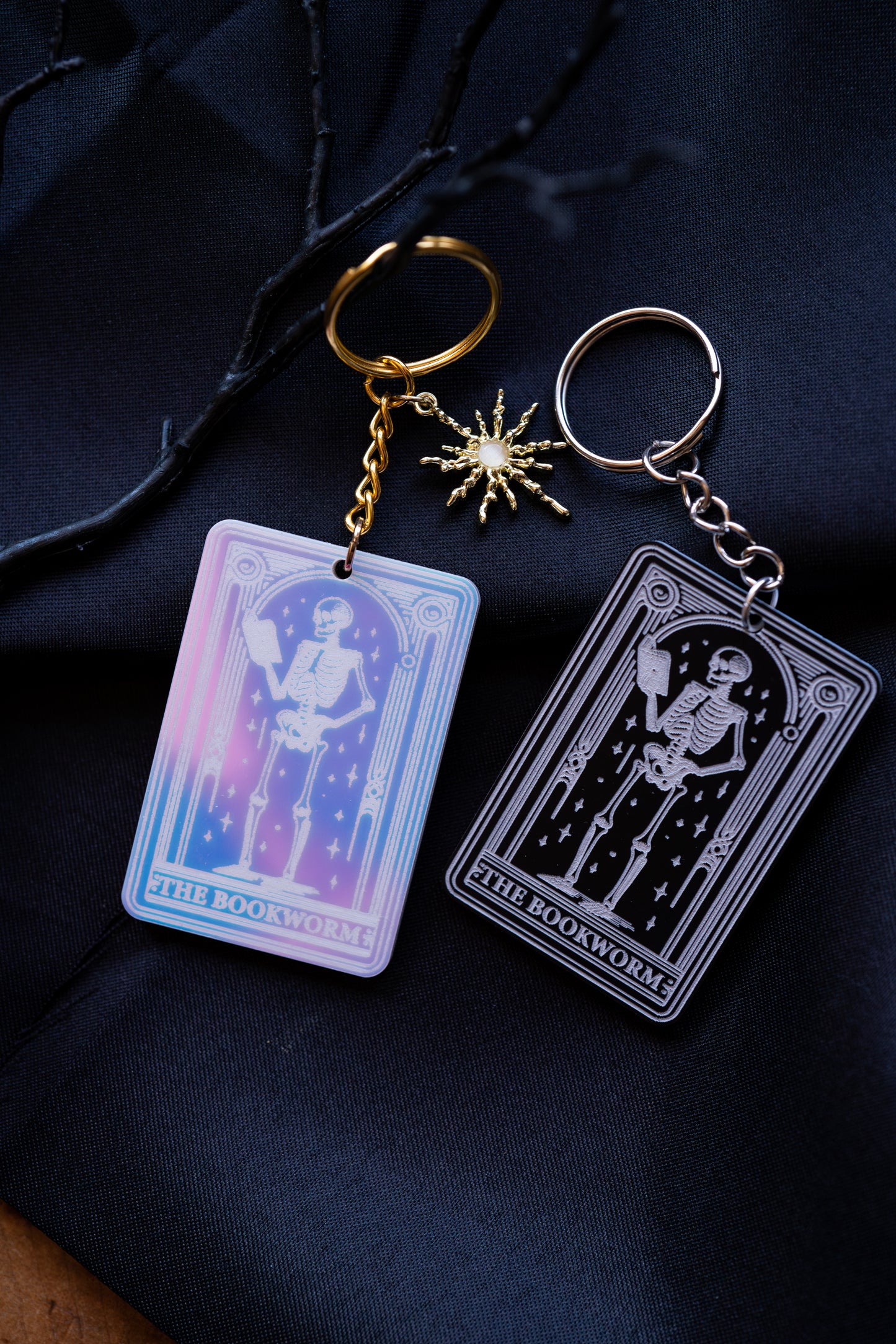 The Bookworm Tarot Card Keychain