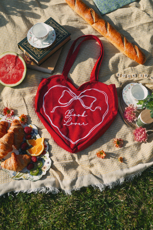 Book Lover Heart Tote Bag