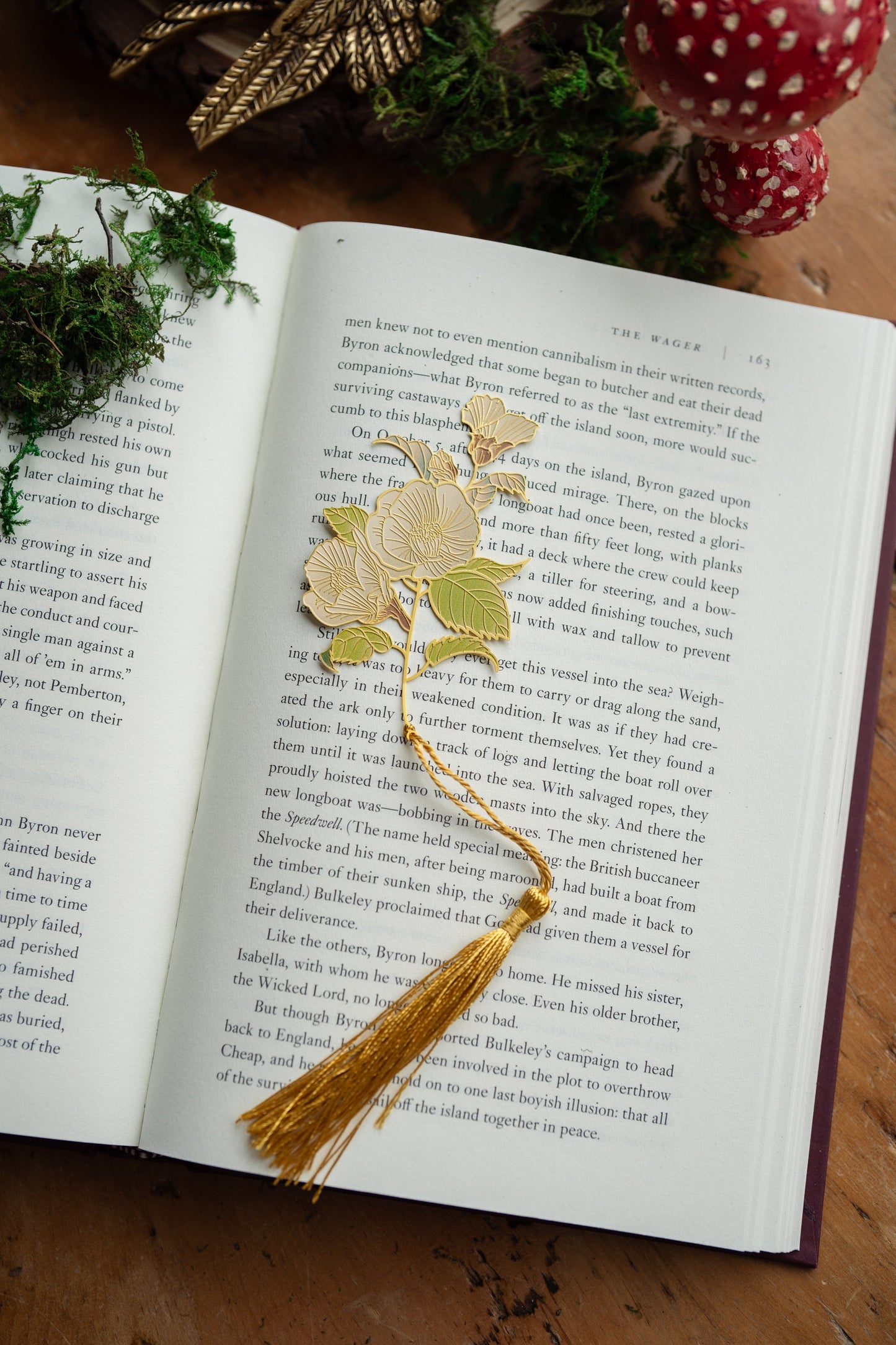 White Flower Metal Bookmark