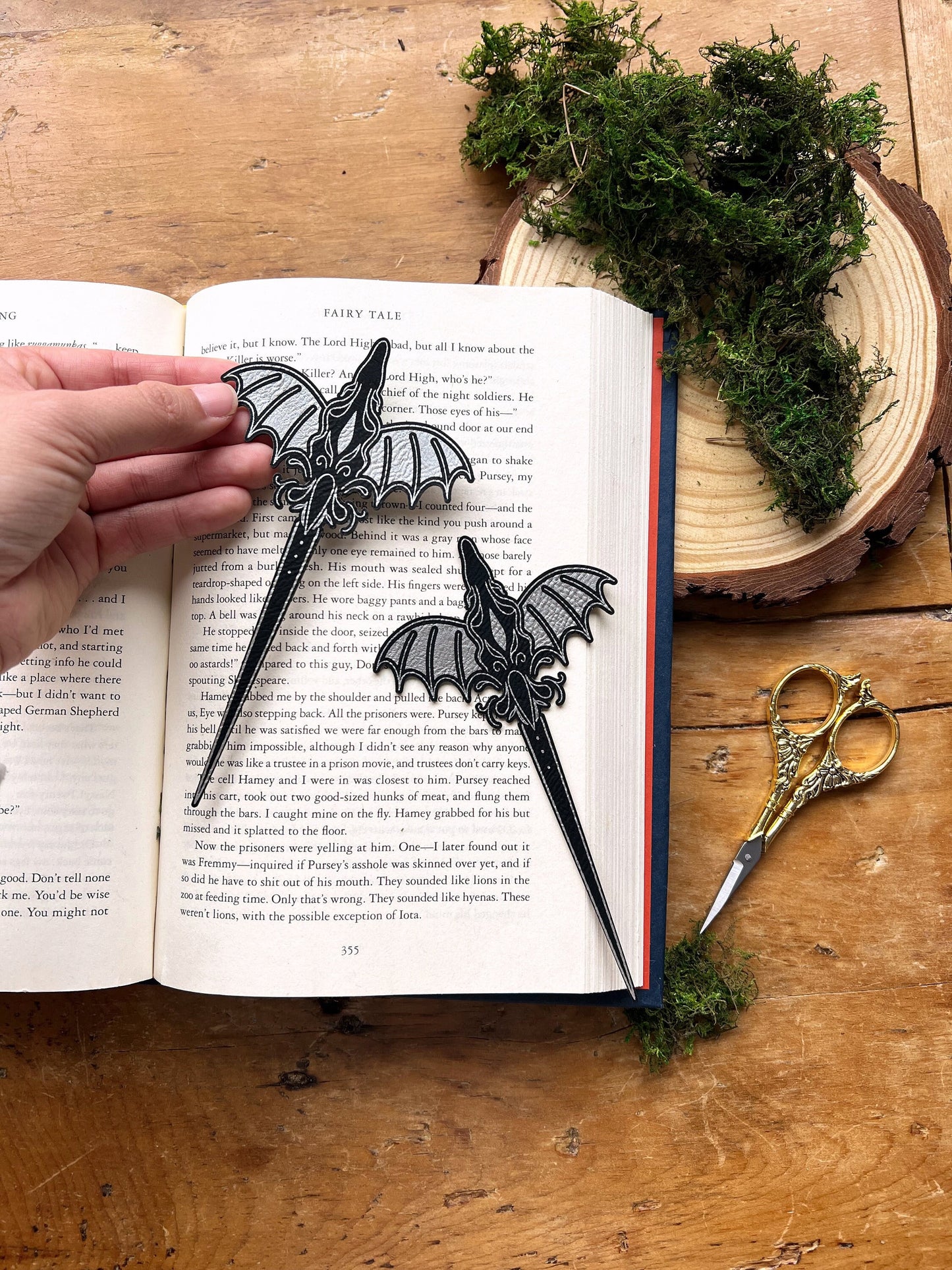 Dragon Sword Faux Leather Bookmark