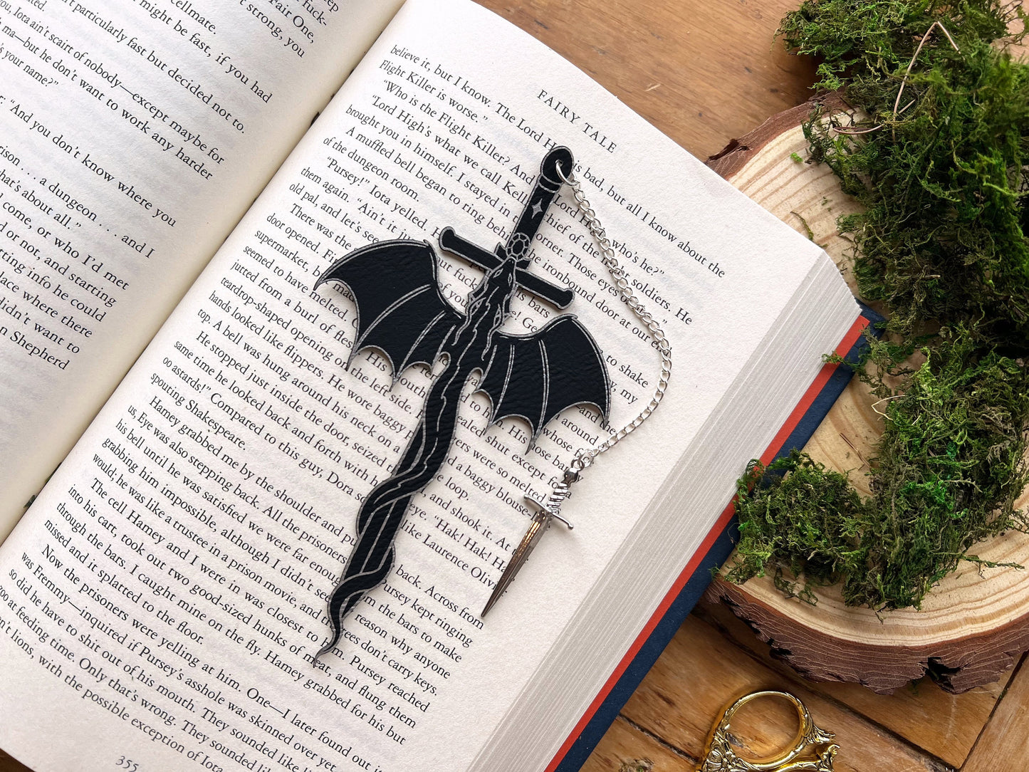 Dragon Sword Faux Leather Bookmark