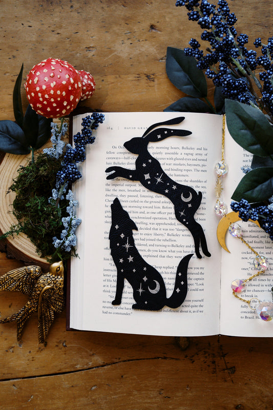 Celestial Wolf and Hare Bookmark Set, Fantasy Bookmark, Elven-Inspired Bookmark, Gift for Readers, Celestial Bookmark