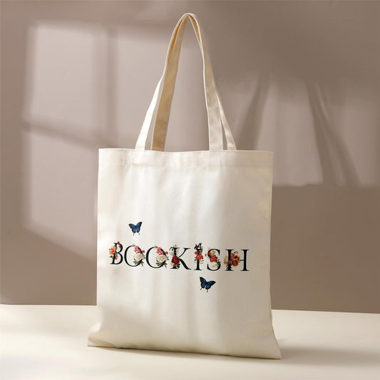 Bookish Tote Bag, Bookish Book Bag, Gift for Reader, Book Lover Tote, Floral Tote Bag