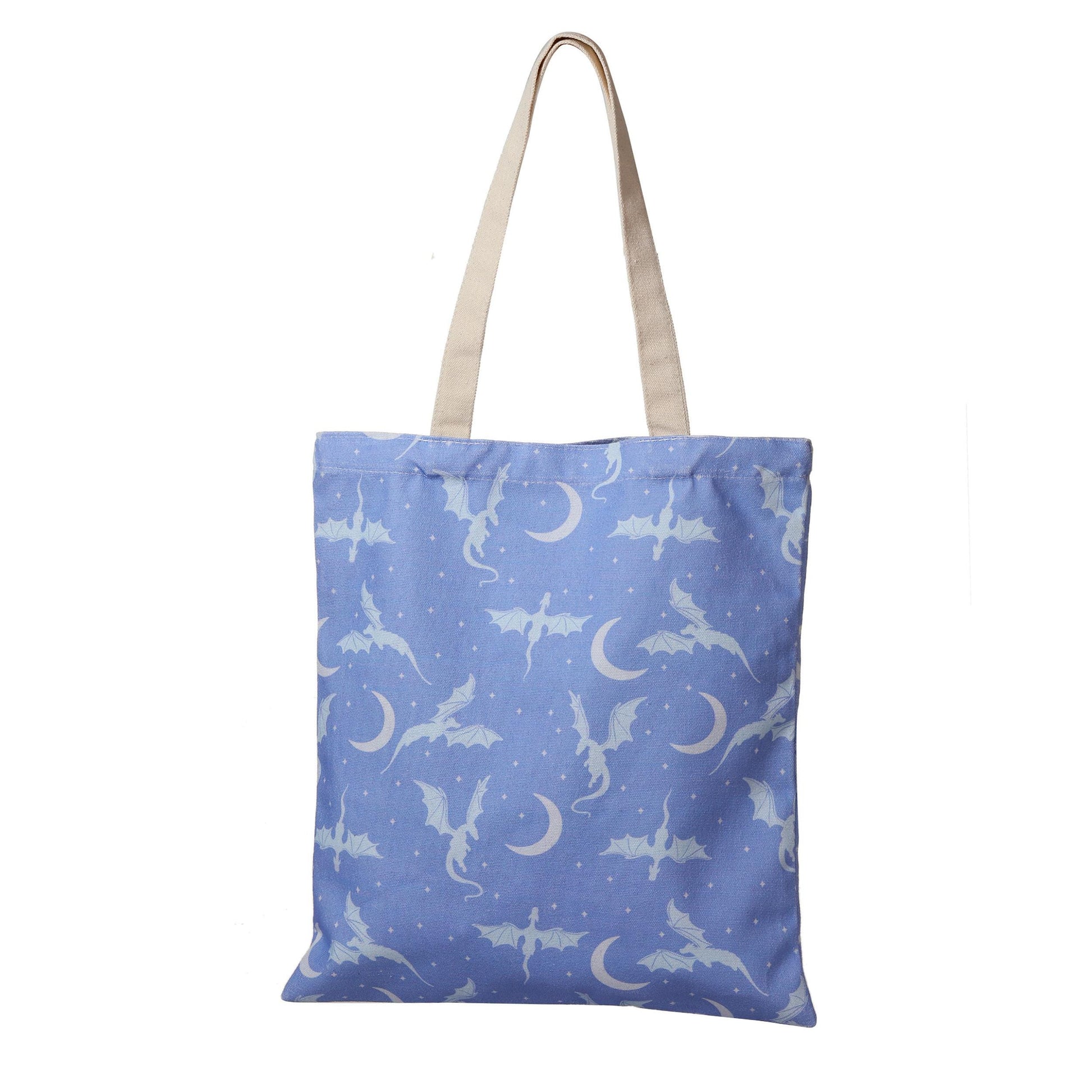 Moonlit Flight Dragon Tote Bag, Fantasy Dragon Reader Bookish Tote Bag, Bookish Book Bag, Gift for Reader, Book Lover Tote, Romantasy