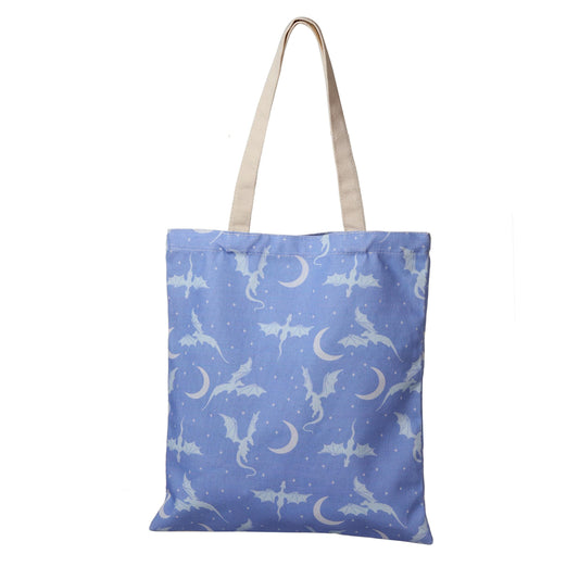 Moonlit Flight Dragon Tote Bag, Fantasy Dragon Reader Bookish Tote Bag, Bookish Book Bag, Gift for Reader, Book Lover Tote, Romantasy