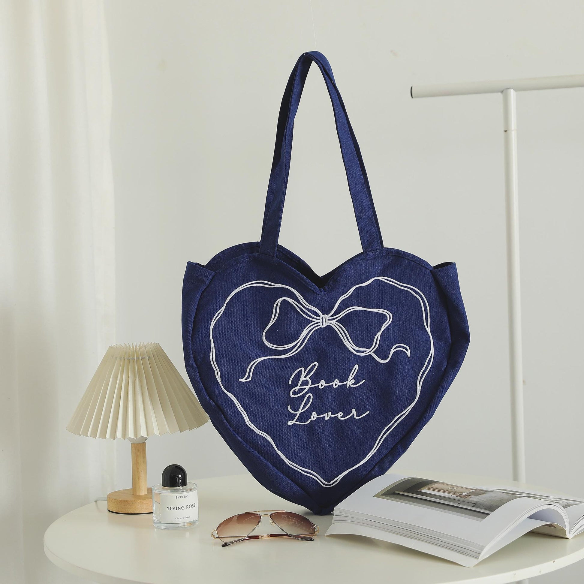 Book Lover Heart Tote Bag, Bookish Book Bag, Gift for Reader