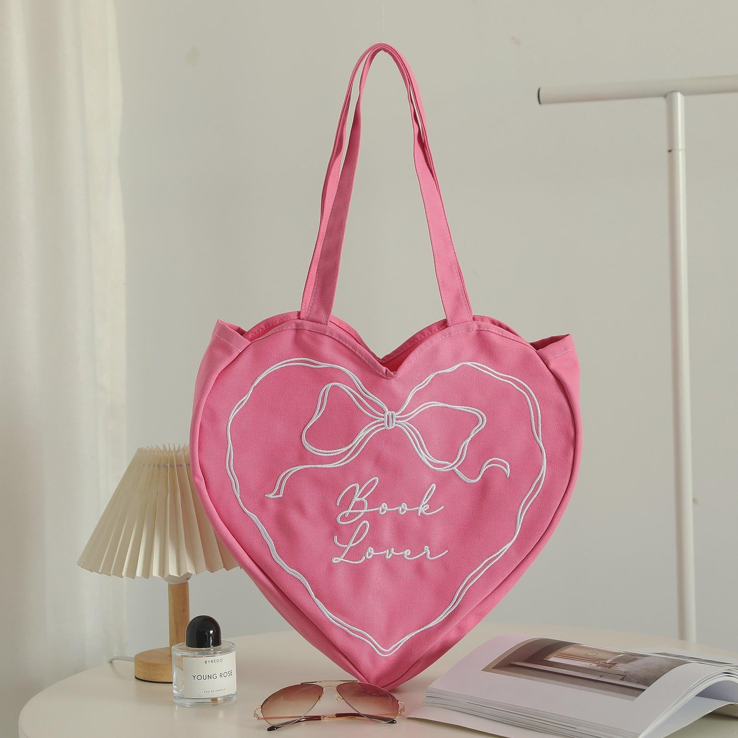 Book Lover Heart Tote Bag, Bookish Book Bag, Gift for Reader