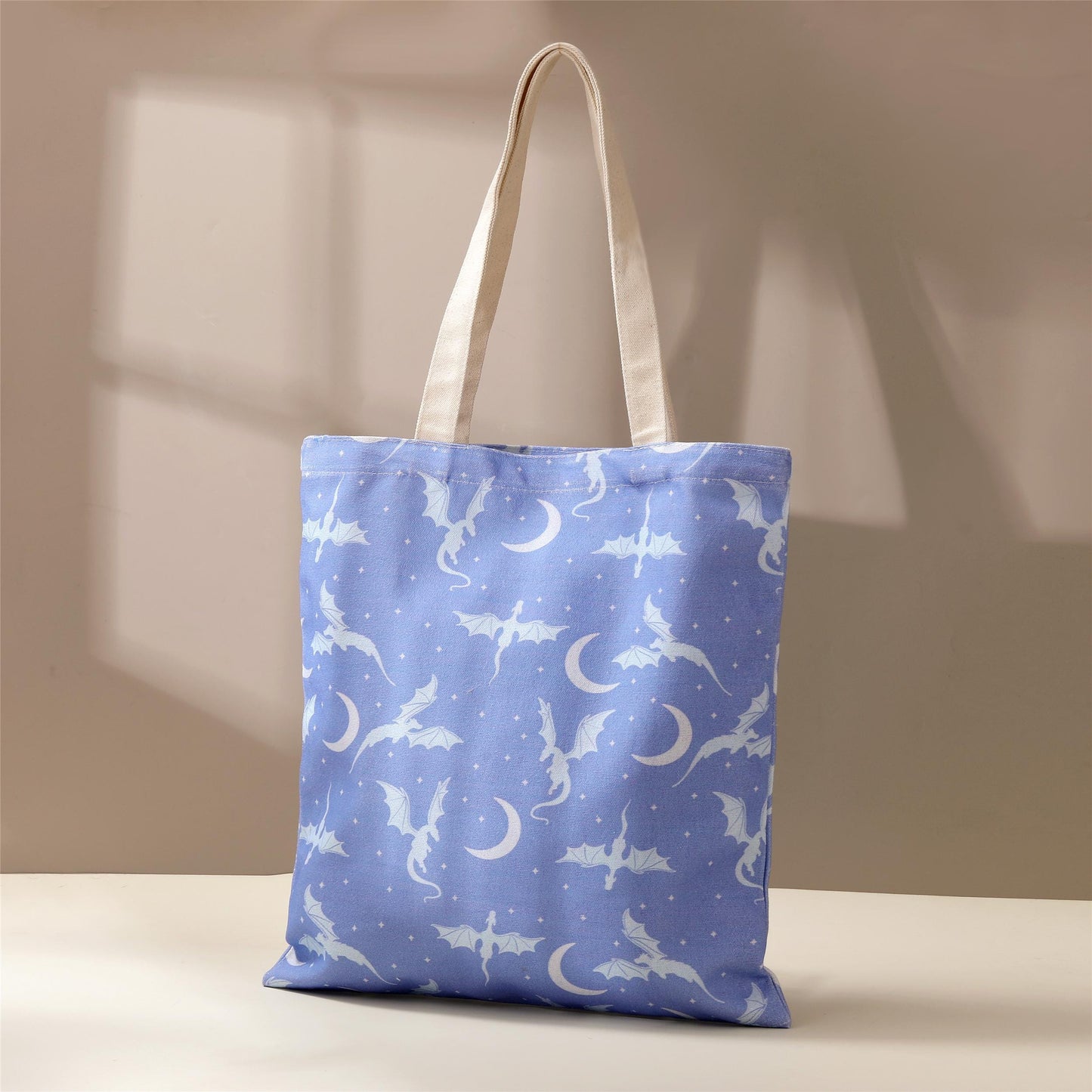 Moonlit Flight Dragon Tote Bag, Fantasy Dragon Reader Bookish Tote Bag, Bookish Book Bag, Gift for Reader, Book Lover Tote, Romantasy