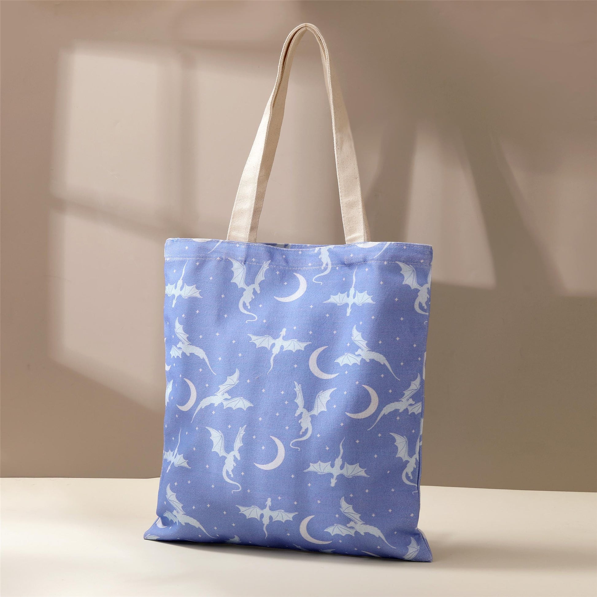 Moonlit Flight Dragon Tote Bag, Fantasy Dragon Reader Bookish Tote Bag, Bookish Book Bag, Gift for Reader, Book Lover Tote, Romantasy