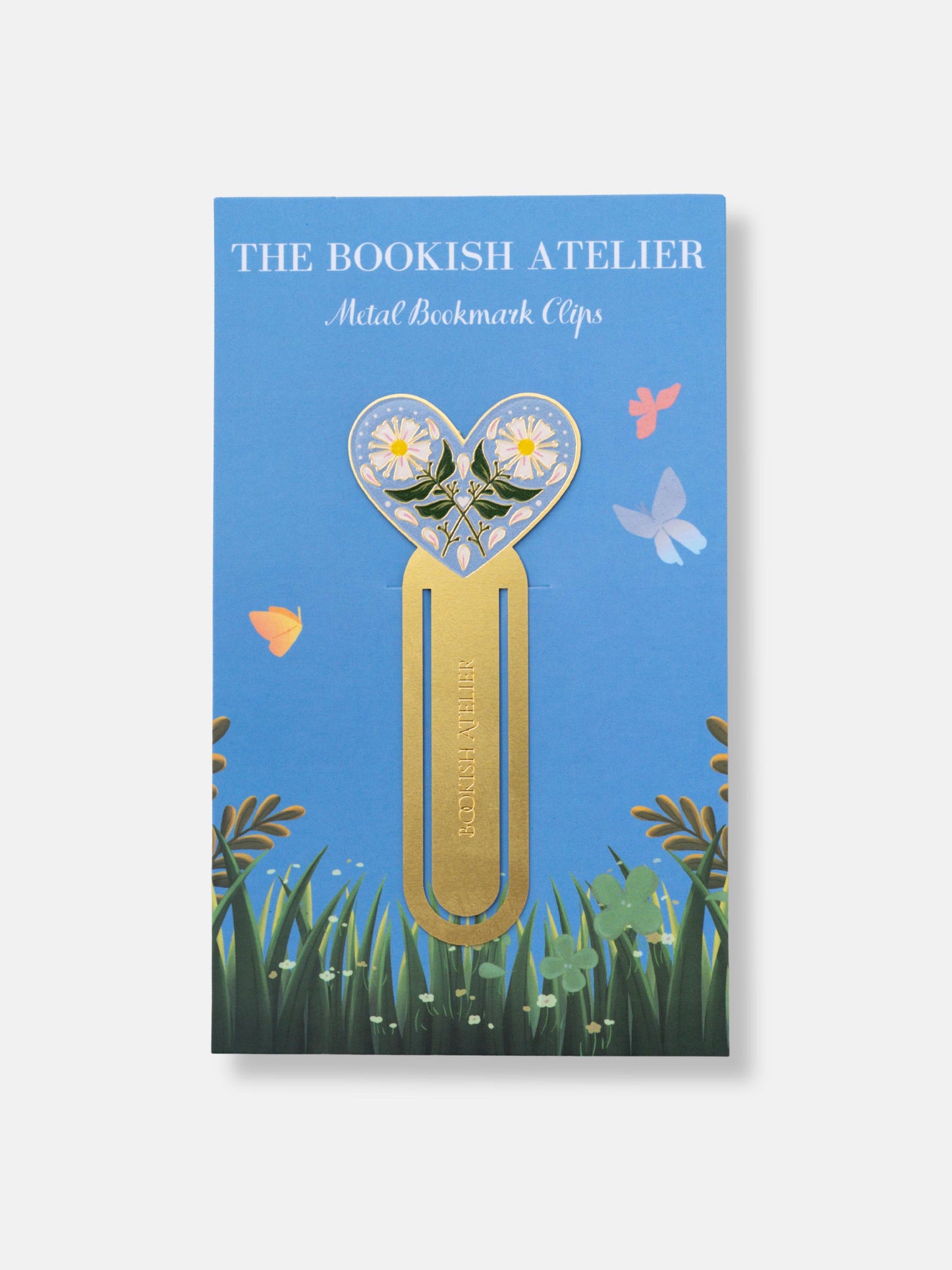Blue Daisy Heart Metal Bookmark Clip