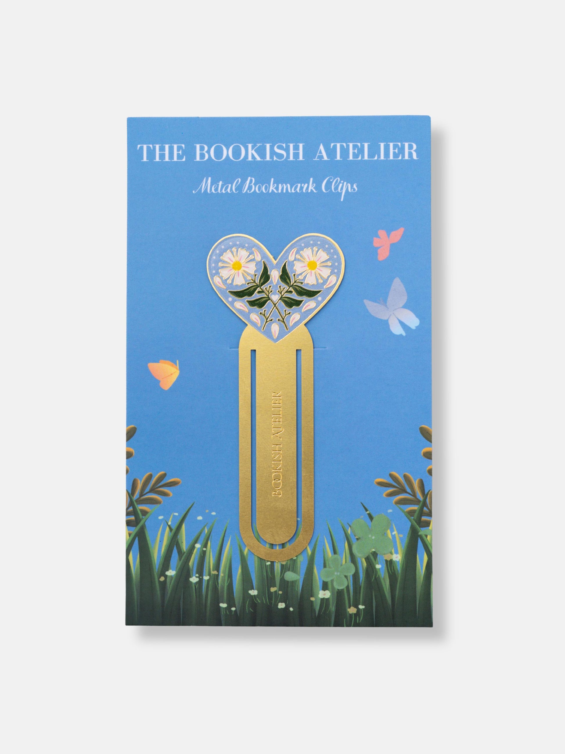Blue Daisy Heart Metal Bookmark Clip