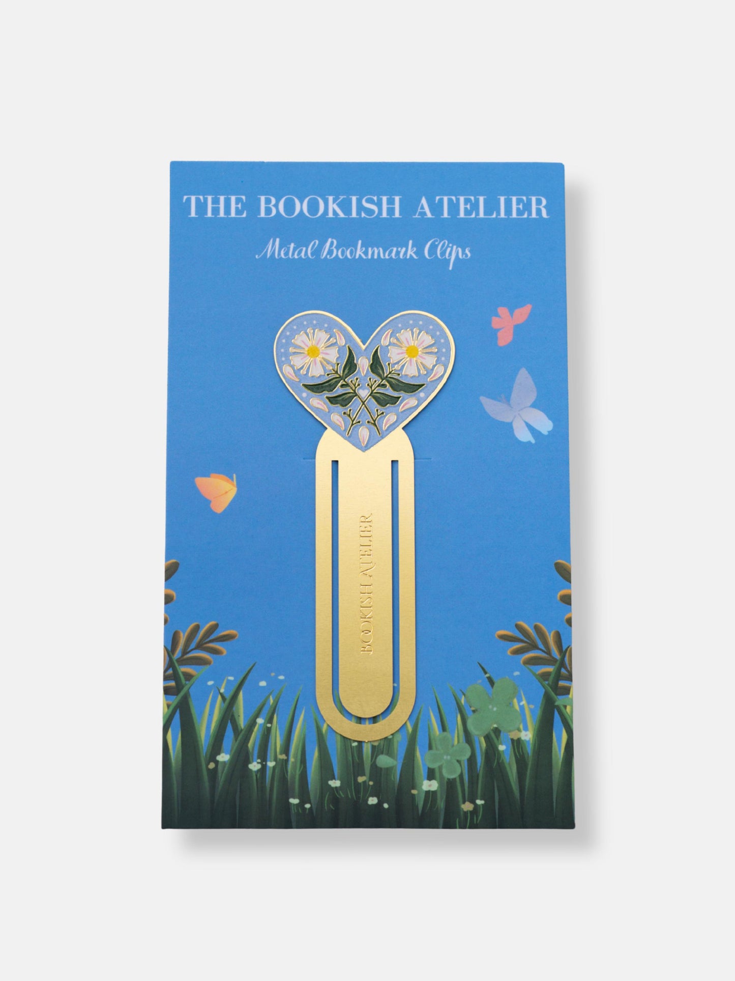 Blue Daisy Heart Metal Bookmark Clip