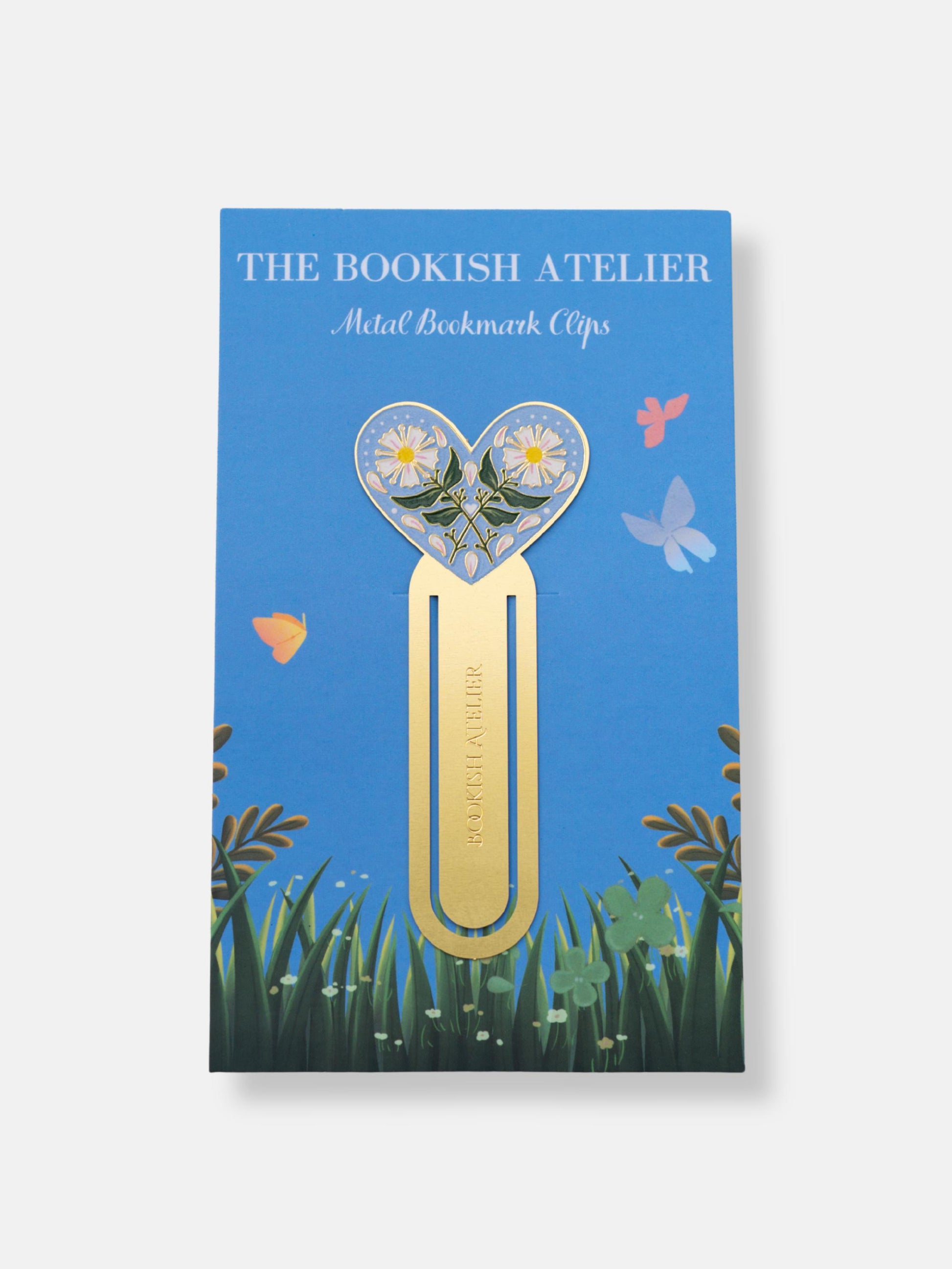 Blue Daisy Heart Metal Bookmark Clip