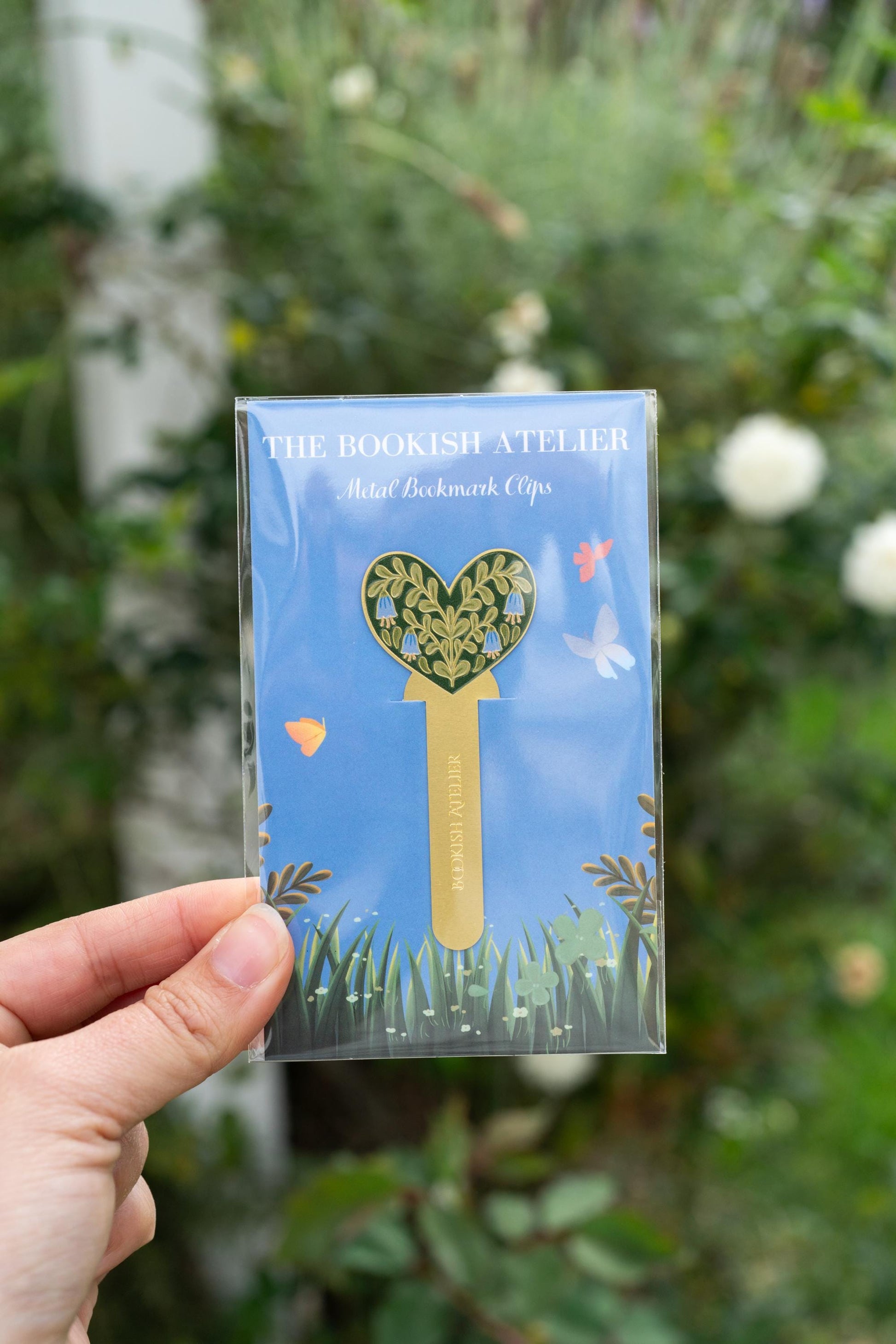 Green Floral Heart Metal Bookmark Clip