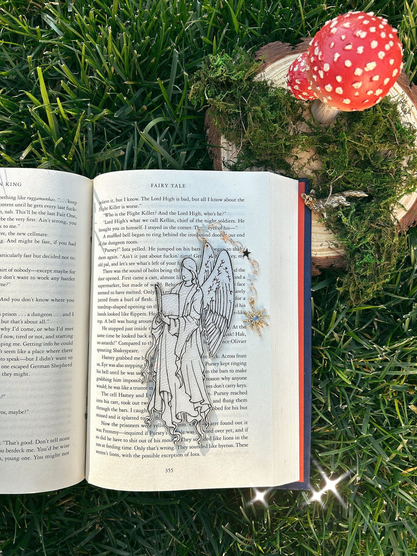 Fantasy Reading Angel Faux Leather Bookmark, Fantasy Bookmark, Elven-Inspired Bookmark, Gift for Readers, Celestial Bookmark