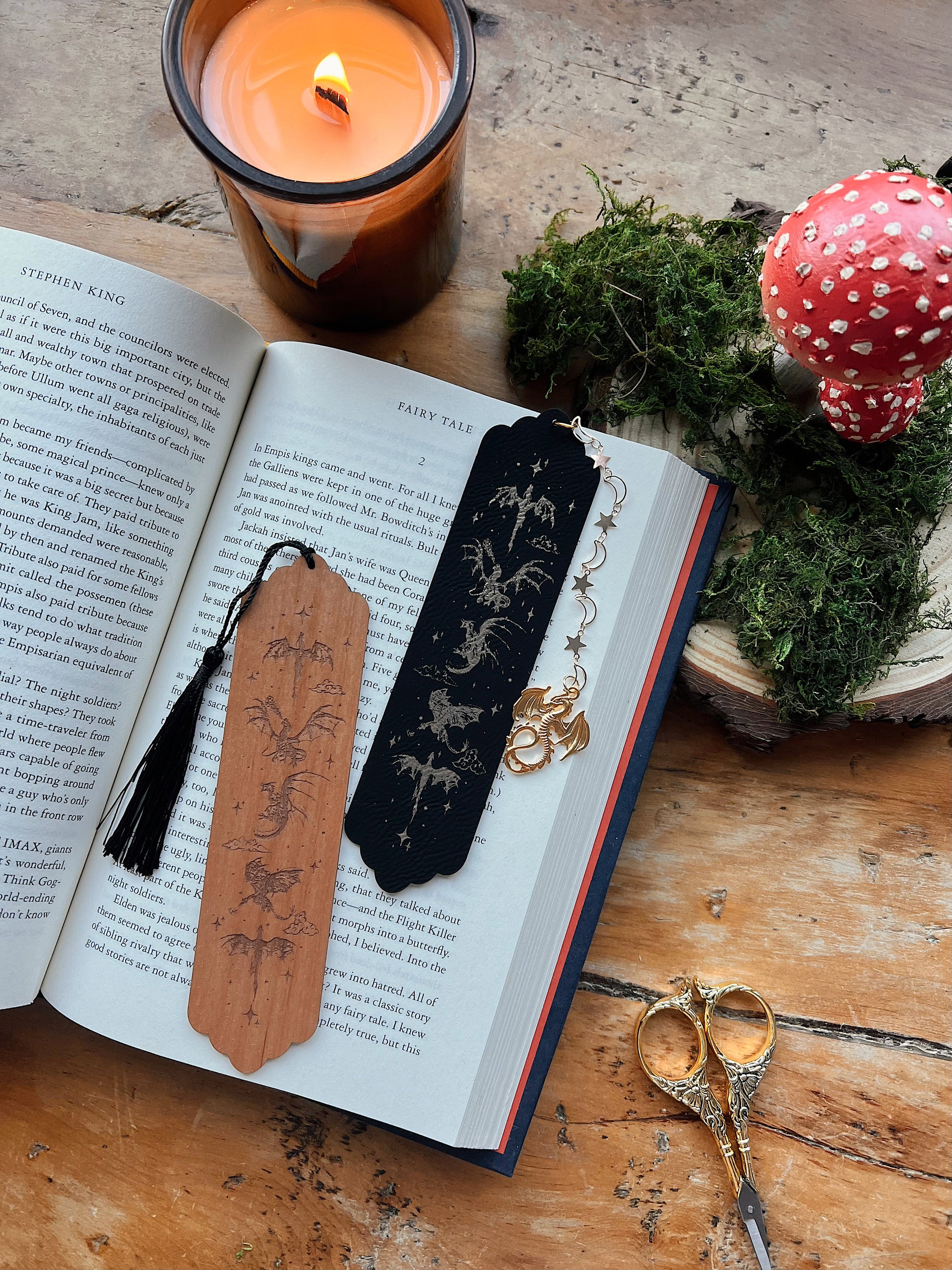 Faux Leather Dragon Bookmark, Fantasy Bookmark, Elven-Inspired Bookmark, Gift for Readers, Elf Fairy Faerie Fae, Dragon Gift