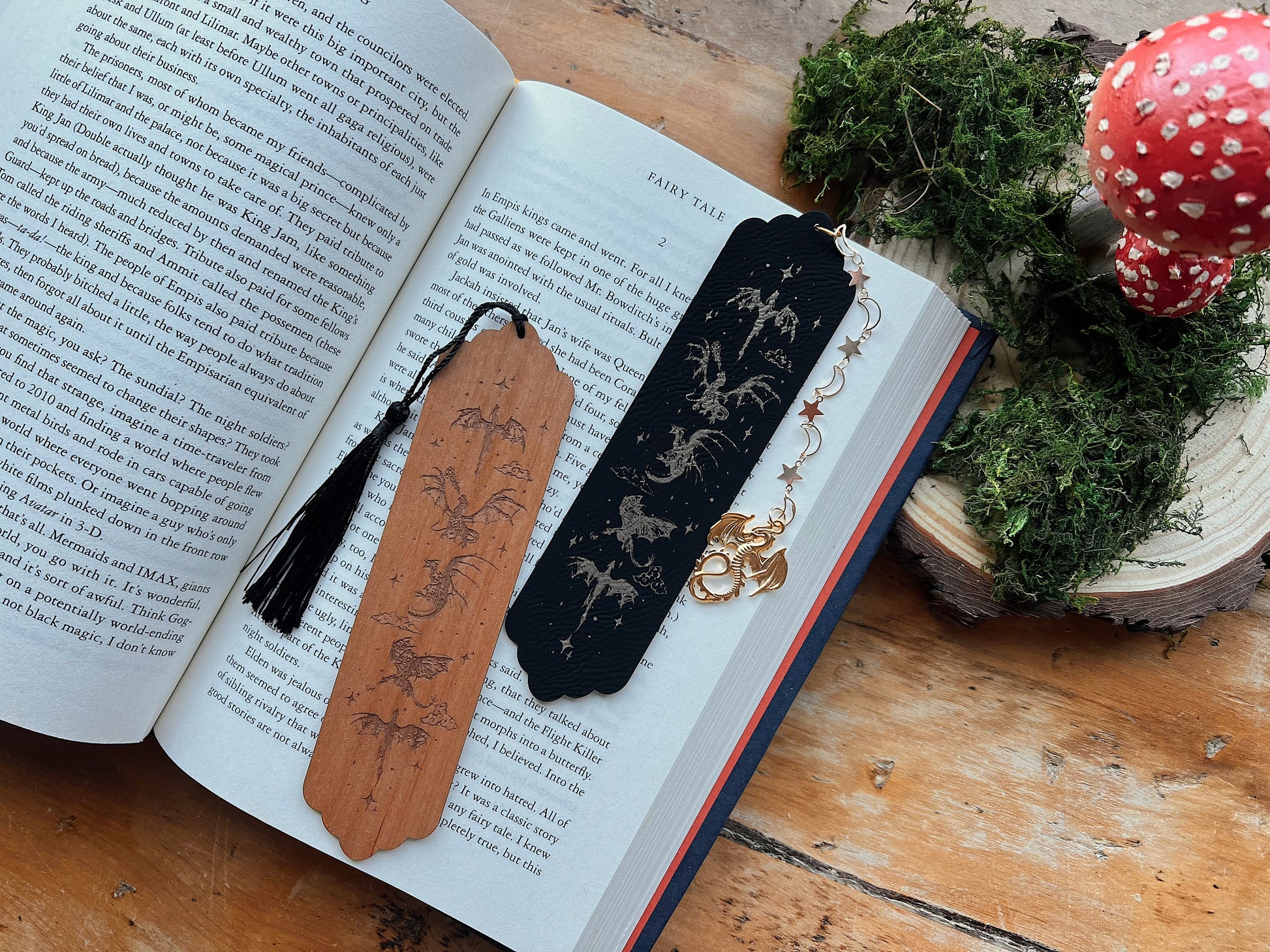 Faux Leather Dragon Bookmark, Fantasy Bookmark, Elven-Inspired Bookmark, Gift for Readers, Elf Fairy Faerie Fae, Dragon Gift