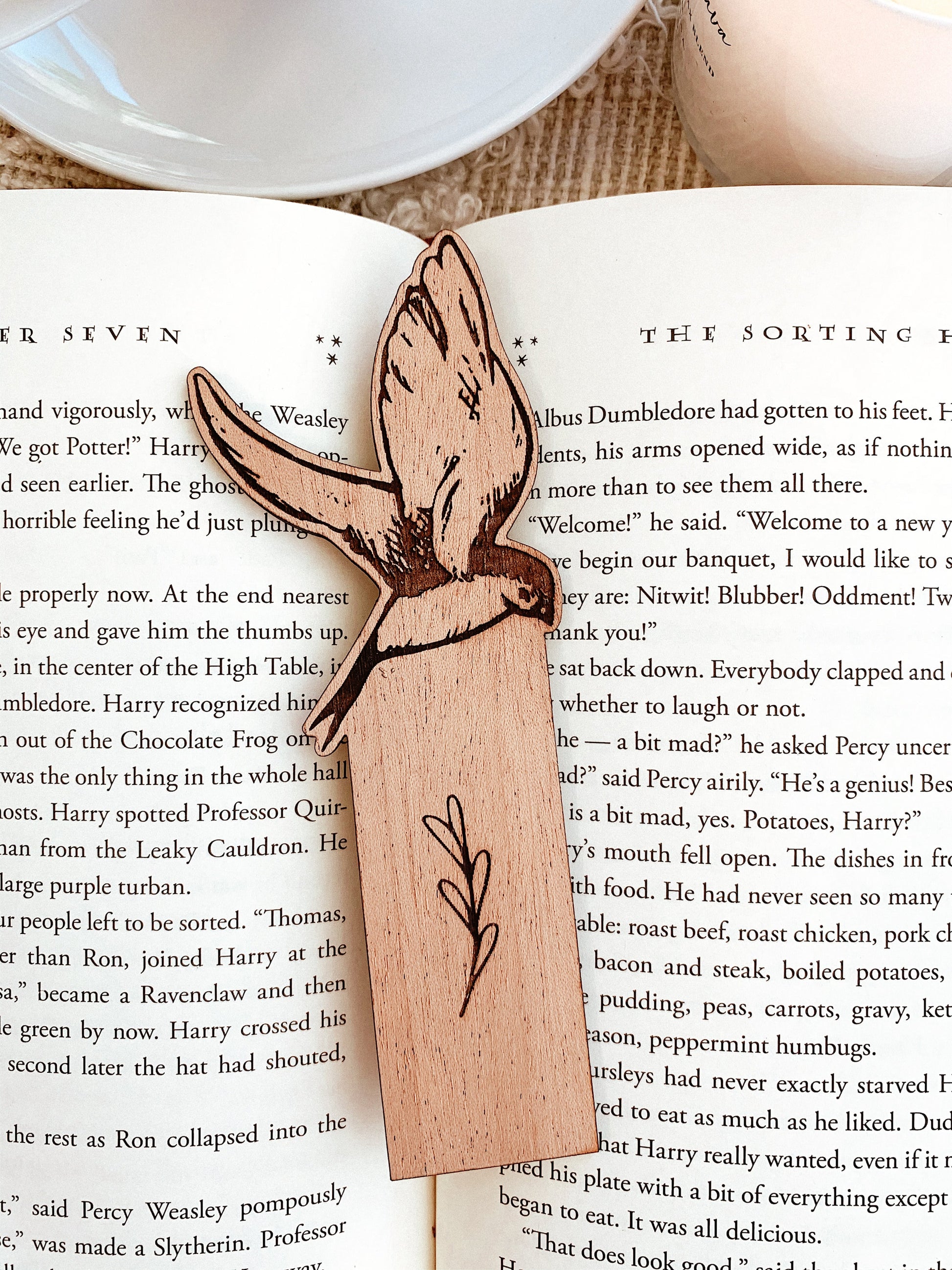Swallow Bird Wood Bookmark, Fantasy Bookmark, Elven-Inspired Bookmark, Elf Fae Bookmark, Nature Bookmark, Forest Tree Bookmark