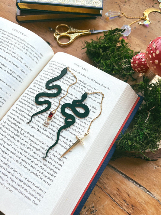 Mini Snake Leather Bookmark Set, Fantasy Bookmark, Elven-Inspired Bookmark, Gift for Readers, Witchy Bookmark, Booktok