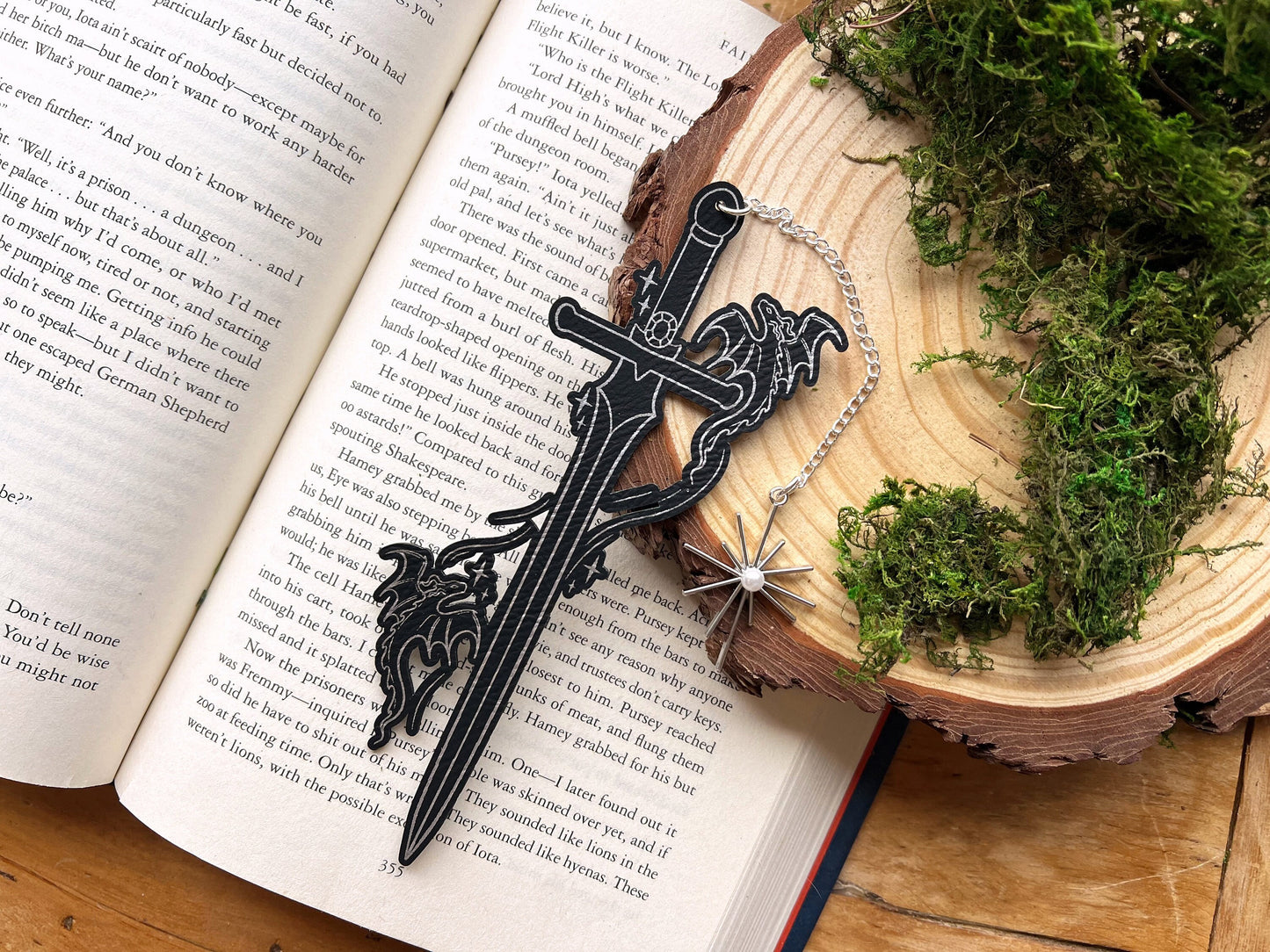 Dragon Sword Faux Leather Bookmark, Fantasy Bookmark, Elven-Inspired Bookmark, Gift for Readers, Elf Fairy Faerie Fae, Dragon Gift