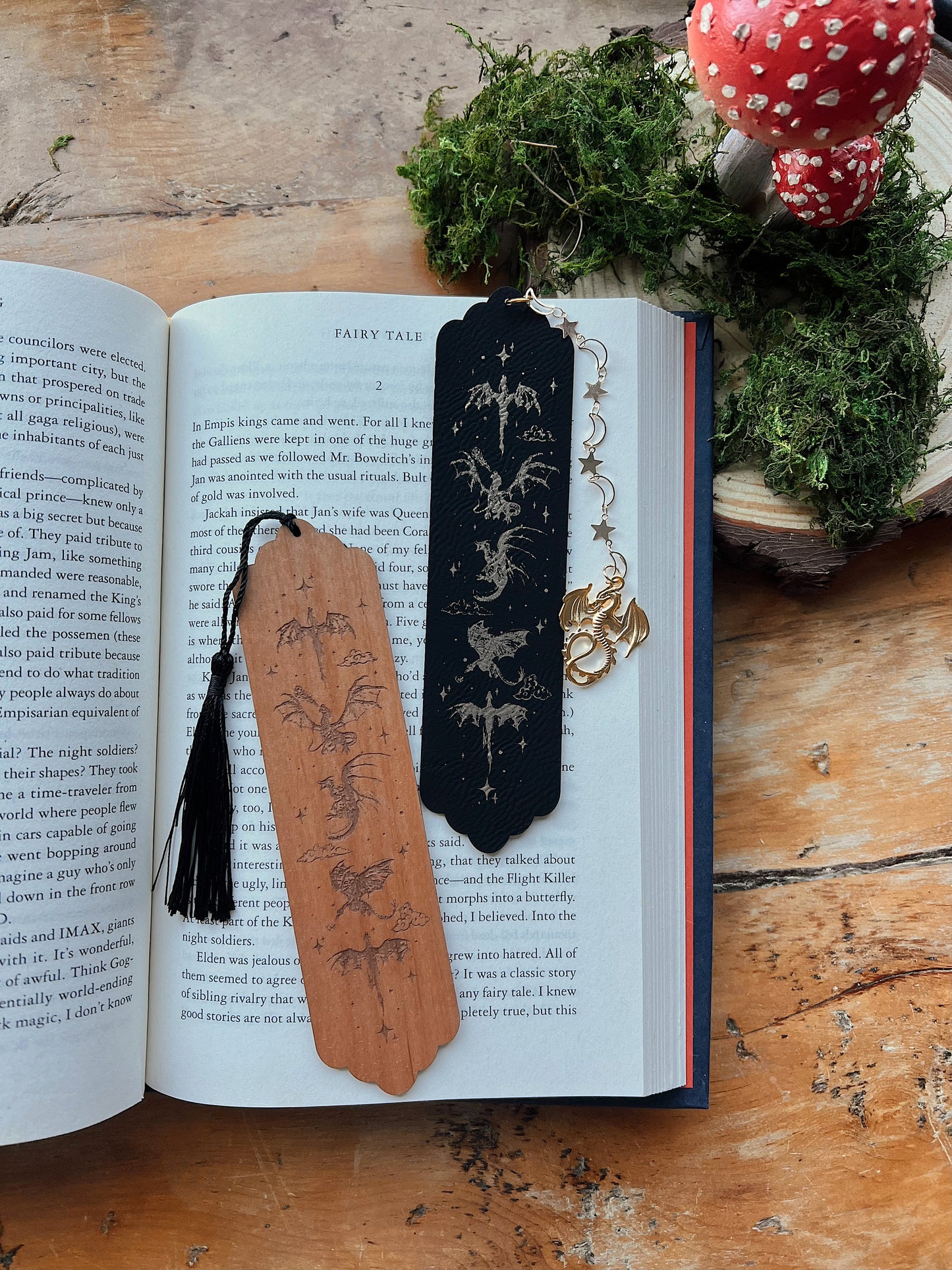 Faux Leather Dragon Bookmark, Fantasy Bookmark, Elven-Inspired Bookmark, Gift for Readers, Elf Fairy Faerie Fae, Dragon Gift