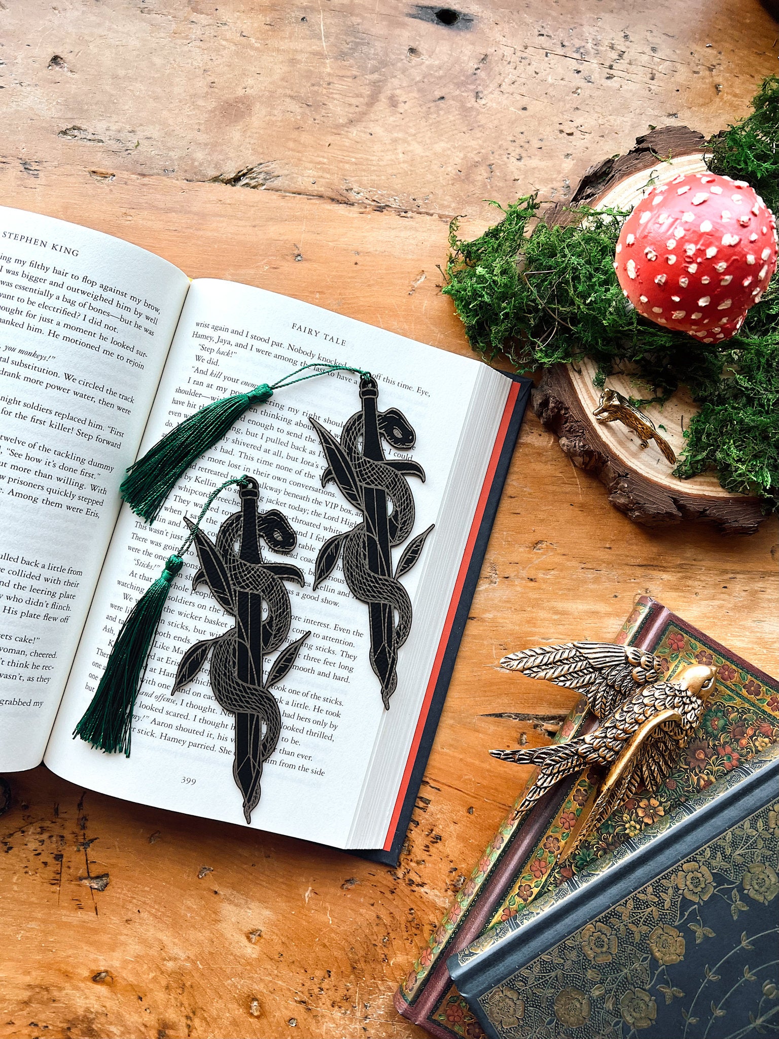 Snake Sword Faux Leather Bookmark