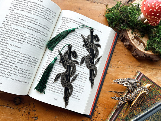 Snake Sword Faux Leather Bookmark