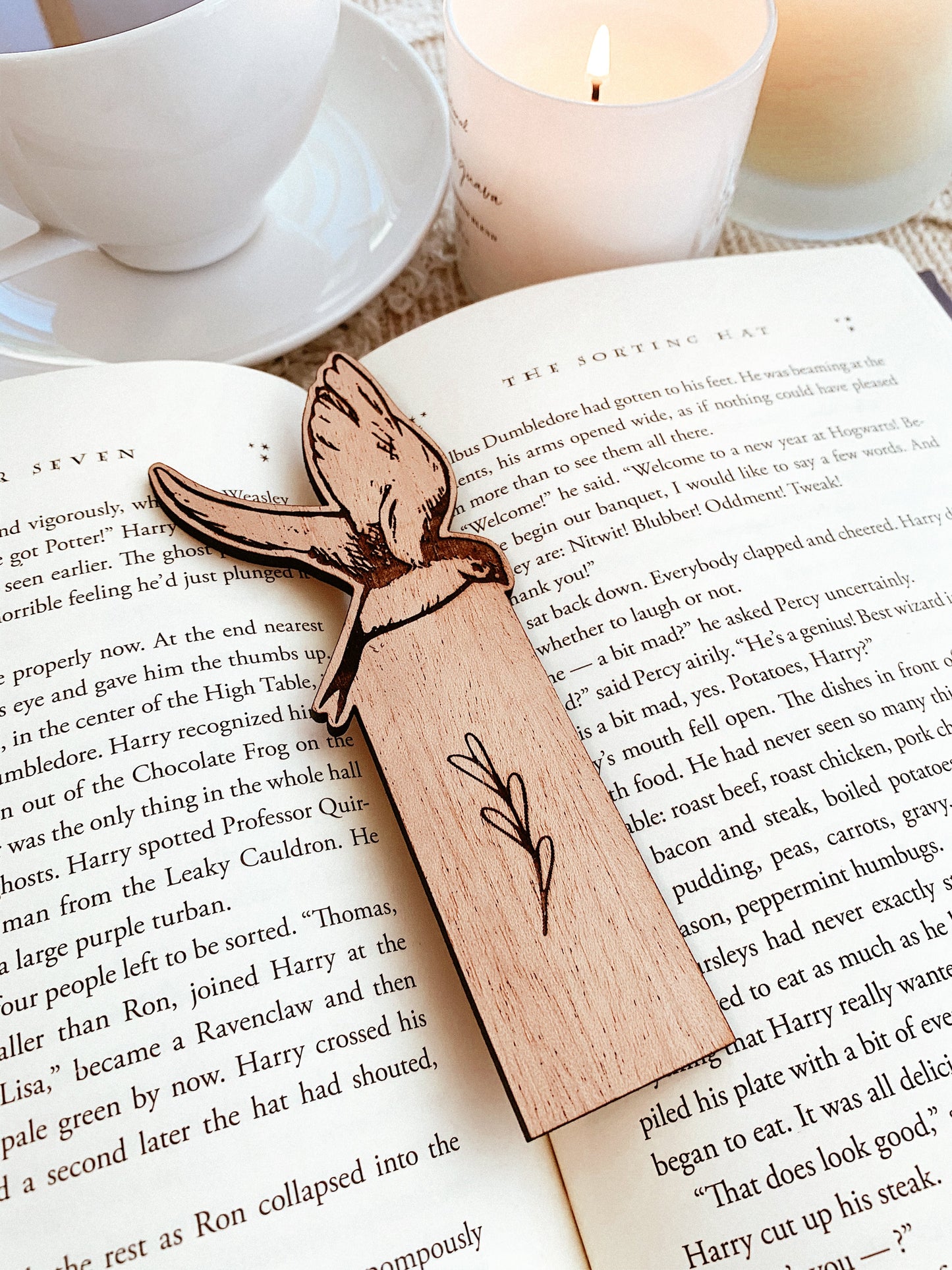 Swallow Bird Wood Bookmark, Fantasy Bookmark, Elven-Inspired Bookmark, Elf Fae Bookmark, Nature Bookmark, Forest Tree Bookmark